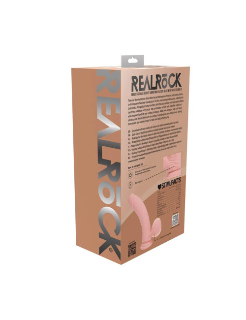 Dual Density Rechargeable Liquid Silicone Vibrator - Curved with Weighted Balls - 7" / 18 cm - Flesh