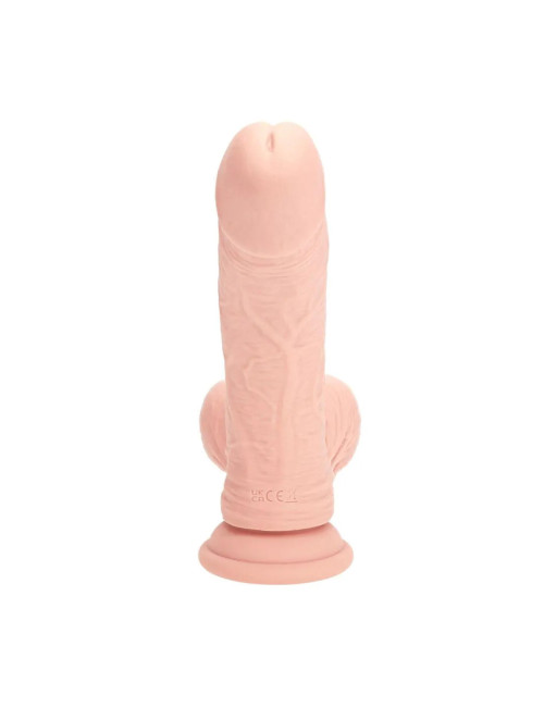 Dual Density Rechargeable Liquid Silicone Vibrator - Curved with Weighted Balls - 7" / 18 cm - Flesh