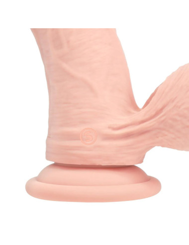 Dual Density Rechargeable Liquid Silicone Vibrator - Curved with Weighted Balls - 7" / 18 cm - Flesh