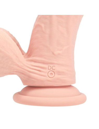 Dual Density Rechargeable Liquid Silicone Vibrator - Curved with Weighted Balls - 7" / 18 cm - Flesh