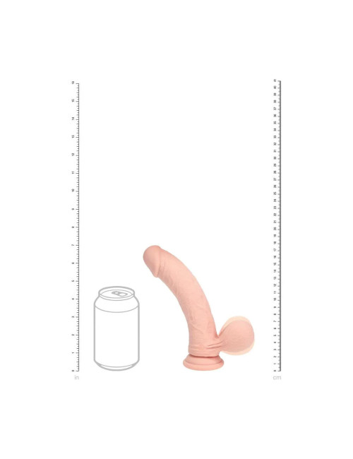 Dual Density Rechargeable Liquid Silicone Vibrator - Curved with Weighted Balls - 7" / 18 cm - Flesh