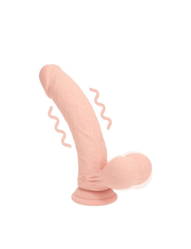 Dual Density Rechargeable Liquid Silicone Vibrator - Curved with Weighted Balls - 6" / 15 cm - Flesh