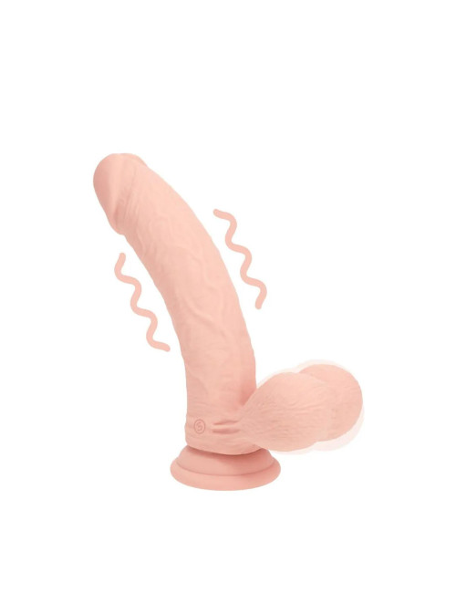 Dual Density Rechargeable Liquid Silicone Vibrator - Curved with Weighted Balls - 6" / 15 cm - Flesh