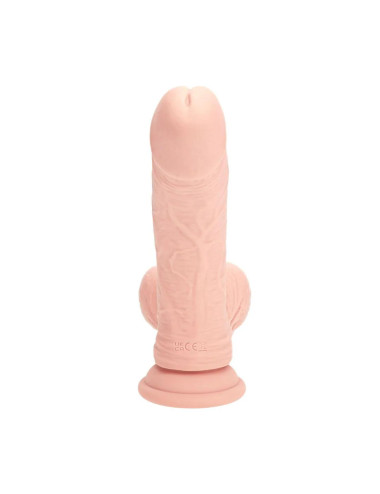 Dual Density Rechargeable Liquid Silicone Vibrator - Curved with Weighted Balls - 6" / 15 cm - Flesh