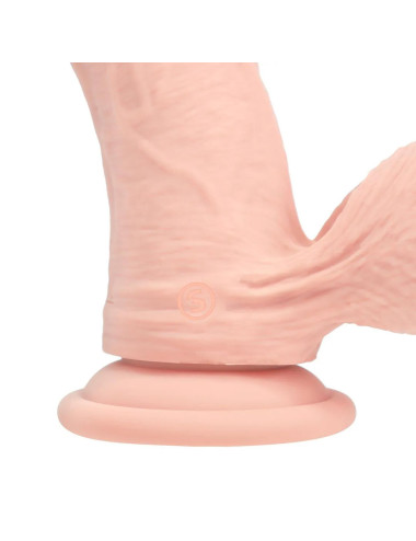Dual Density Rechargeable Liquid Silicone Vibrator - Curved with Weighted Balls - 6" / 15 cm - Flesh