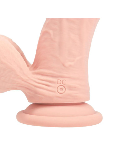 Dual Density Rechargeable Liquid Silicone Vibrator - Curved with Weighted Balls - 6" / 15 cm - Flesh
