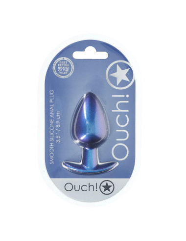 Smooth Silicone Anal Plug - Large - 3.5" / 8,9 cm - Metallic Blue