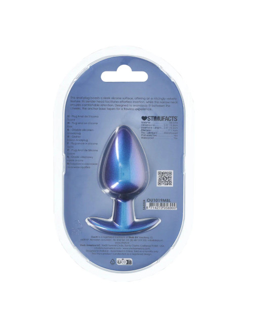 Smooth Silicone Anal Plug - Large - 3.5" / 8,9 cm - Metallic Blue