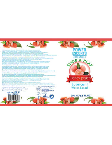 Power Escorts - DR11 - Honey Peach Water-Based Lubricant 200ml – Slide & Play Personal Lube