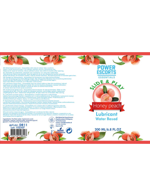 Power Escorts DR11 – Lubrykant na bazie wody Miodowa Brzoskwinia 200 ml