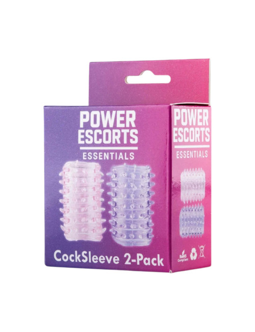 Power Escorts - BR339 - Textured Penis Sleeves – 2-Pack Pink Purple