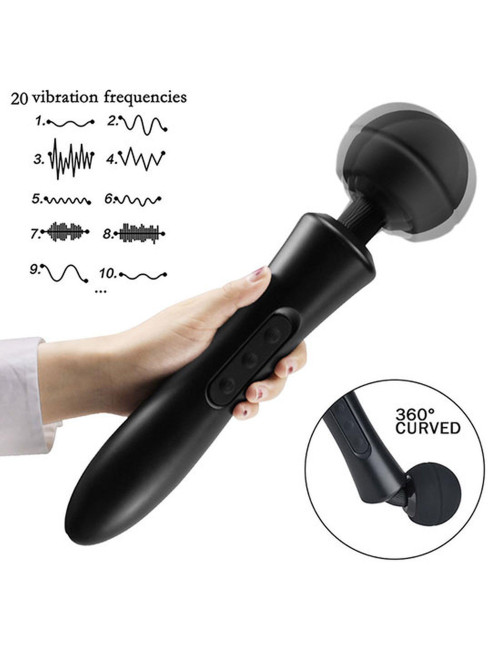 Stymulator-Massager Ultra Powerful -Big USB Black 20 Function
