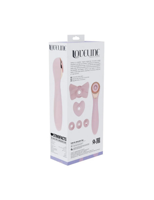 Loveline Darling - Stymulator AirTap Wand Różowy z 5 Nasadkami