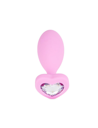 Silicone Anal Plug with Heart Crystal Base