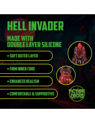 Hell Invader - Silicone Dildo - Red/Black