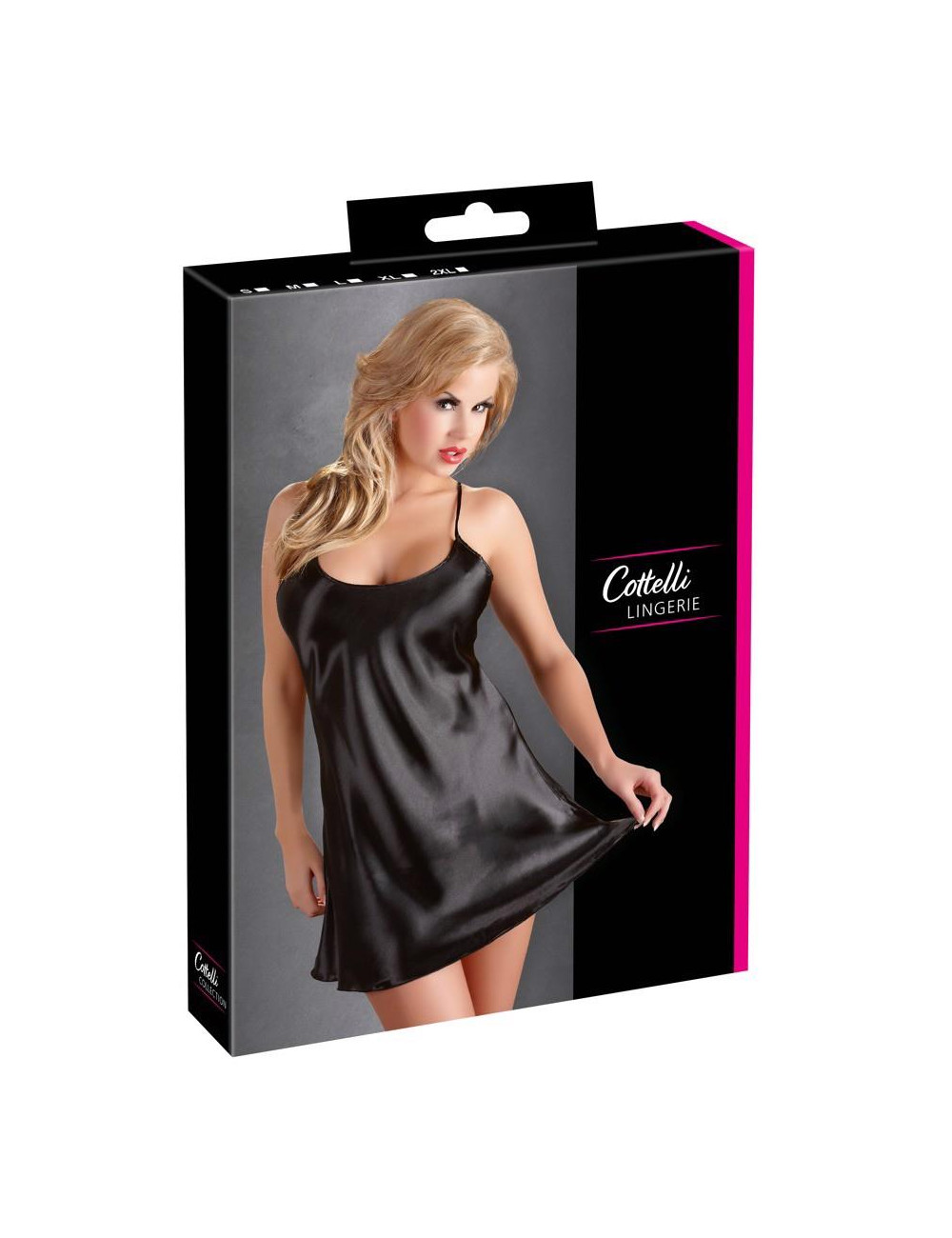 Cottelli LINGERIE Satynowa Koszulka Nocna Black S