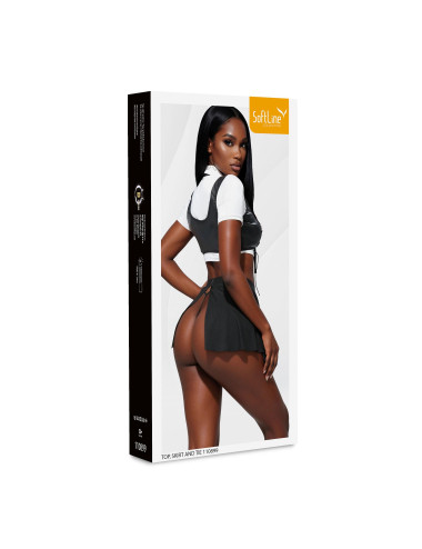Top, skirt and tie 110899 black and white 2XL