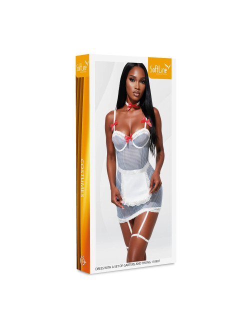 SoftLine Collection Zmysłowa sukienka z podwiązkami i biżuterią S/M