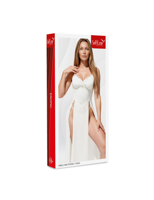 SoftLine Collection Biała Sukienka z Tangami 110924 2XL