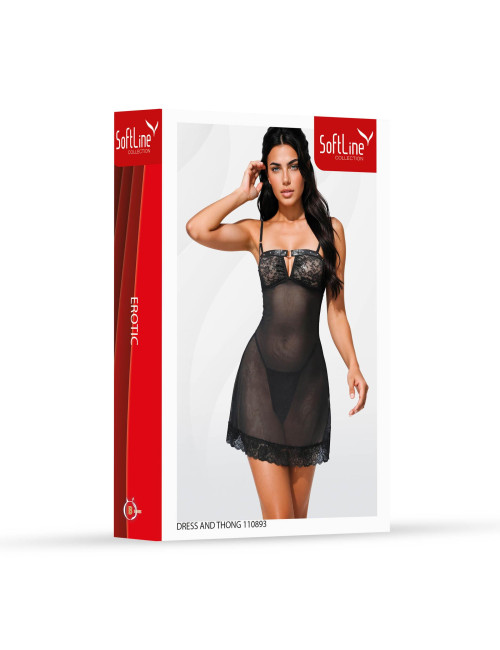 SoftLine Collection Czarna sukienka i stringi XL