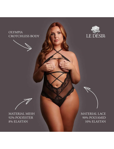 Olympia - Crotchless Body - Queen Size - Black