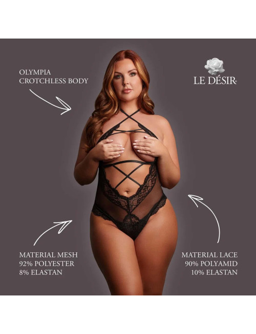 Le Désir Olympia Body z otwartym krokiem Czarne Queen Size