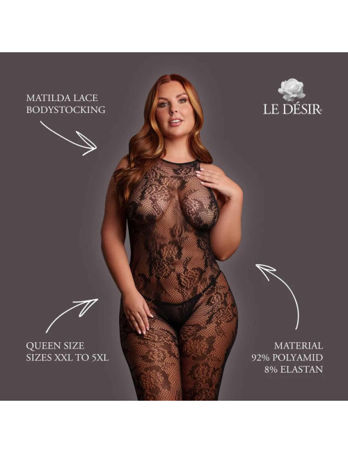 Le Désir Matilda - Koronkowe Bodystocking Czarne Queen Size