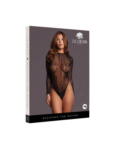 Roxy - Sexy Leopard Mesh Crotchless Bodysuit - One Size - Black