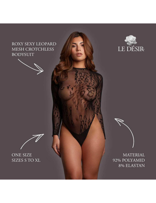 Le Désir Roxy - Leoparda Siateczkowe Body Crotchless One Size