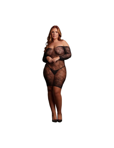 Le Désir Matilda - Koronkowa Mini Sukienka Czarna Queen Size