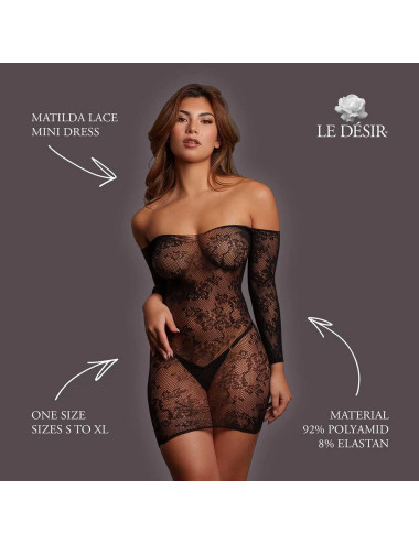 Matilda - Lace Mini Dress - One Size - Black