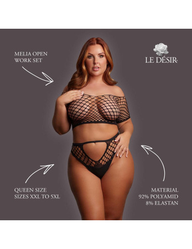Melia - Open Work Set - Queen Size - Black