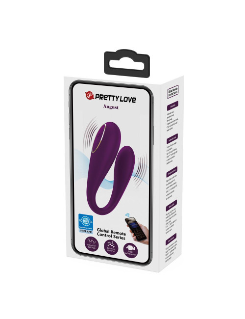 PRETTY LOVE - August, Mobile APP Long-distance Control 12 vibration functions, ABS Silicone, USB rechargeable