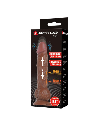 Pretty Love Eren Dual Sensor Thrusting Dildo - Brown