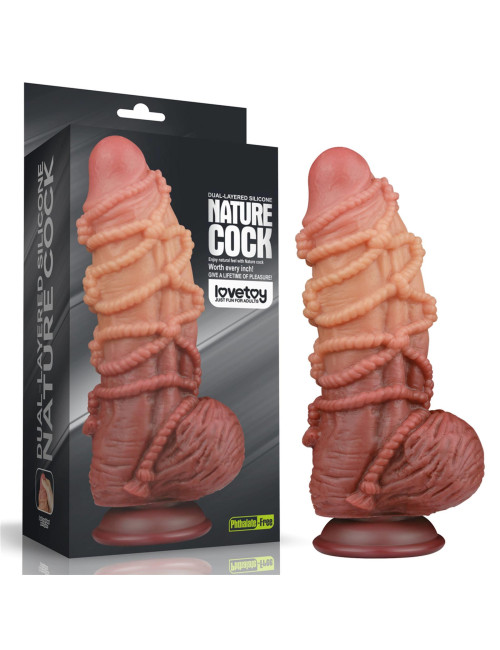 9.5'' Dual layered Platinum Silicone Cock with Rope