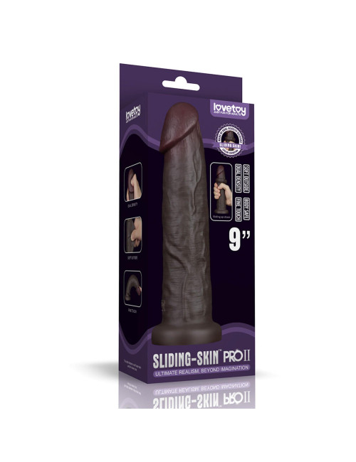 9'' Sliding Skin Pro II Dual Layer Silicone Dong (Black)
