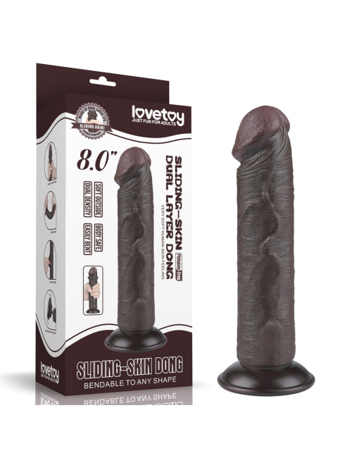 8'' Sliding Skin Dual Layer Dong Black