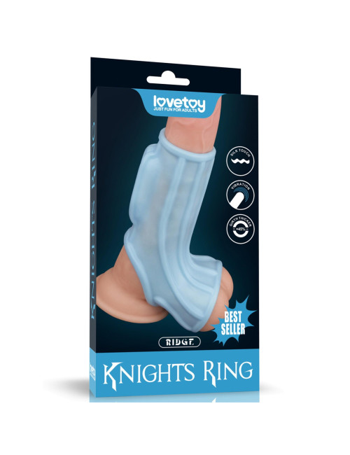 Vibrating Ridge Knights Ring with Scrotum Sleeve
