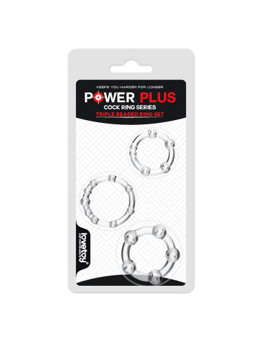 Power Plus Triple Beaded Ring Set